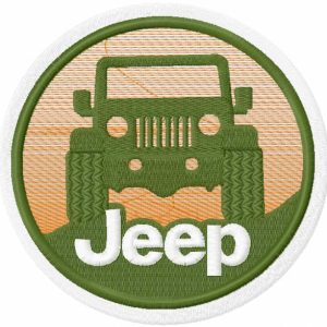 Jeep round badge embroidery design