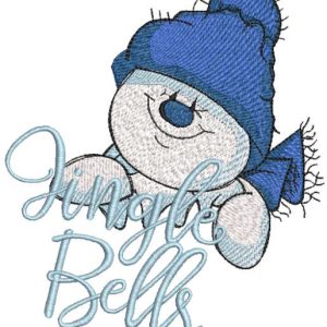 Jingle bells snowman embroidery design