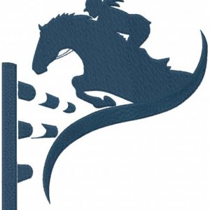 Jumping horse and rider embroidery design