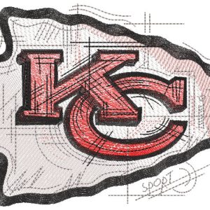 Kansas City Chiefs Art sketch style logo embroidery design