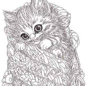Kitten in wicker box embroidery design