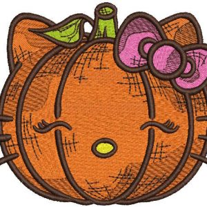 Kitty pumpkin embroidery design