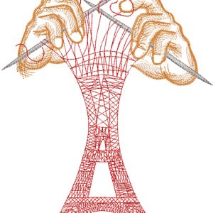 Knit your Eiffel Tower embroidery design