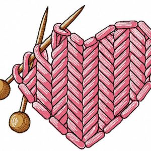 Knitting heart embroidery design