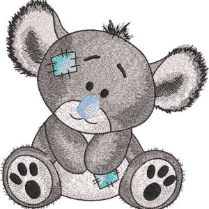 Koala greyscale embroidery design