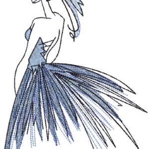 Lady before ball sketch embroidery design