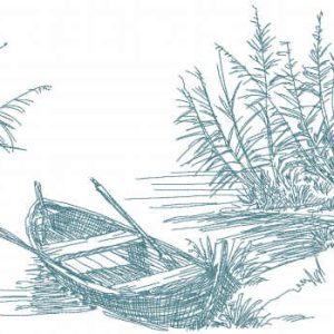 Landscape on the river bank embroidery design