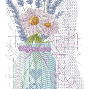 Lavender and chamomile in a jar joy embroidery design