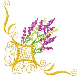 Lavender corner embroidery design