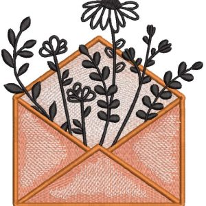 Letter with spring flowers inside embroidery design