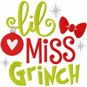 Lil miss grinch embroidery design