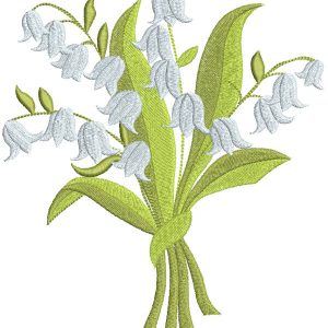 Lilies of the valley spring bouquet embroidery design