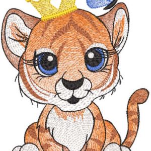Tiger king and butterfly embroidery design