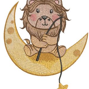 Lion King's Magical Crescent Moon Adventure embroidery design