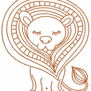 Lion contour embroidery design