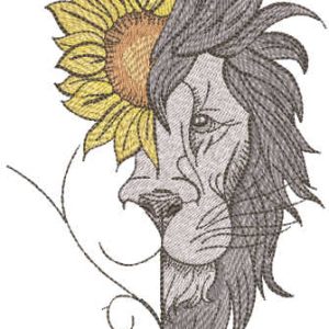 Lion sunflower embroidery design