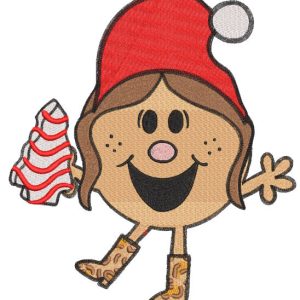 Little miss Christmas santa hat embroidery design