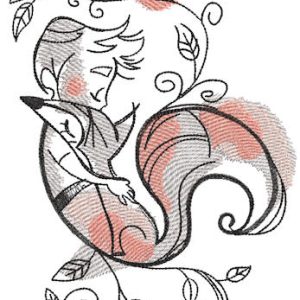 Little prince fox and rose embroidery design
