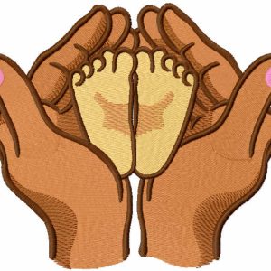Little Feet In Hands embroidery design