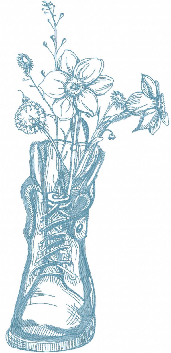 Little garden in your old shoe embroidery design