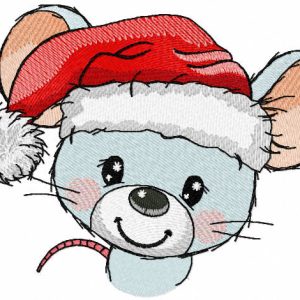 Little mouse with santa hat embroidery design