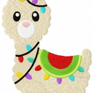 Llama like Christmas garland embroidery design