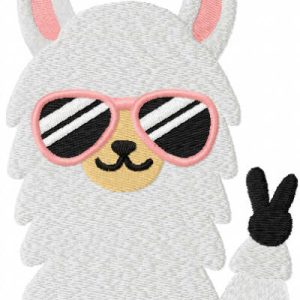 Llama victory embroidery design