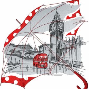 London umbrella embroidery design