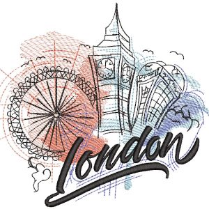 London quick sketch embroidery design