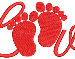 Love baby foots embroidery design