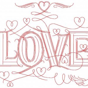 Love lettering embroidery design