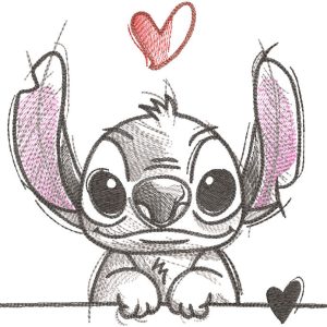 Love stitch sketch style embroidery design