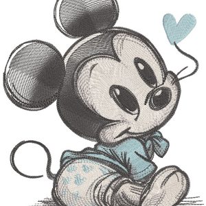 Loving baby mickey vintage style embroidery design