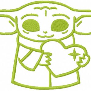 Loving baby yoda one colored embroidery design