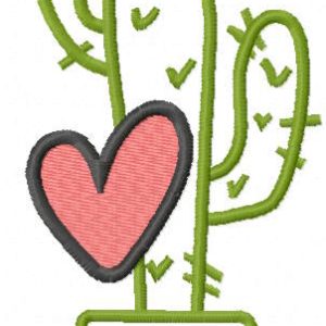 Loving cactus in pot embroidery design