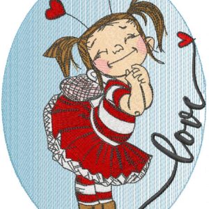 Loving girl embroidery design