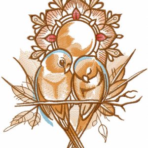 Loving swallows embroidery design