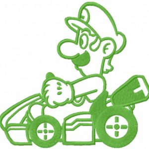 Luigi on the cart one colored embroidery design