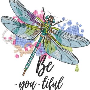 Magic rainbow dragonfly embroidery design