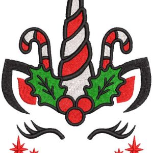 Magical adventures of Christmas unicorns embroidery design