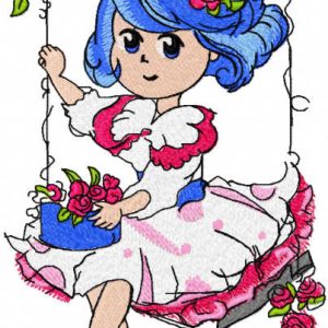 Malvina swing in garden embroidery design