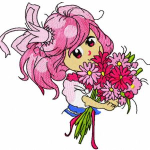 Malvina with flower bouquet embroidery design