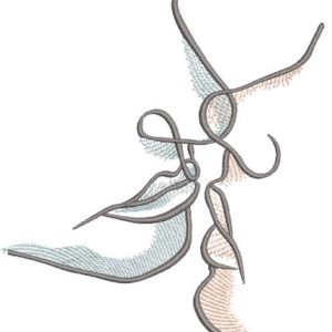 Man women kiss embroidery design