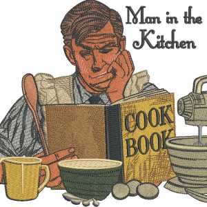 Man in the kitchen embroidery design