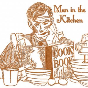 Man in the kitchen one colored embroidery design