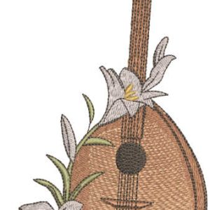 Mandolina and lilies embroidery design