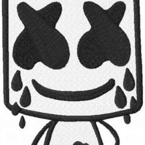 Marshmello crying embroidery design