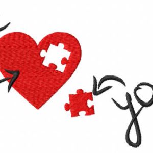 Missing Puzzle Piece to my Heart embroidery design
