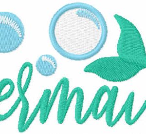 Mermaid script embroidery design