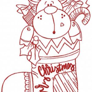 Merrry Christmas Deer in sock embroidery design